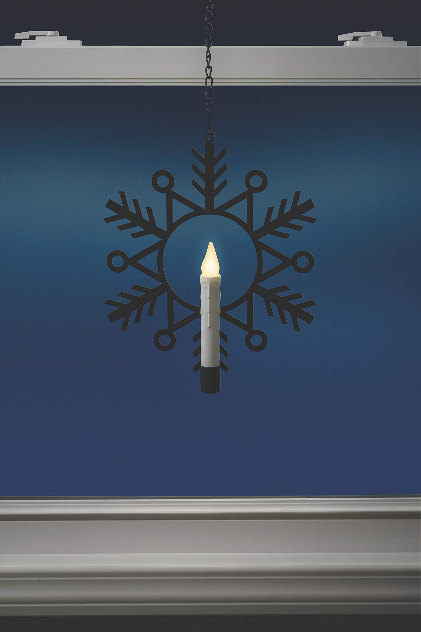 Xodus Innovations CW1500A Battery Powered 12 inch Metal Snowflake Window Wreath with Warm White Flickering Flameless Candle Light and Automatic Timer