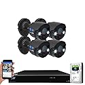 GW Security 2-Way Audio Spotlight 5MP Full-time Color Night Vision PoE Security Camera System, 8 Channel 4K NVR with 4 x 5MP 1920p Face Recognition