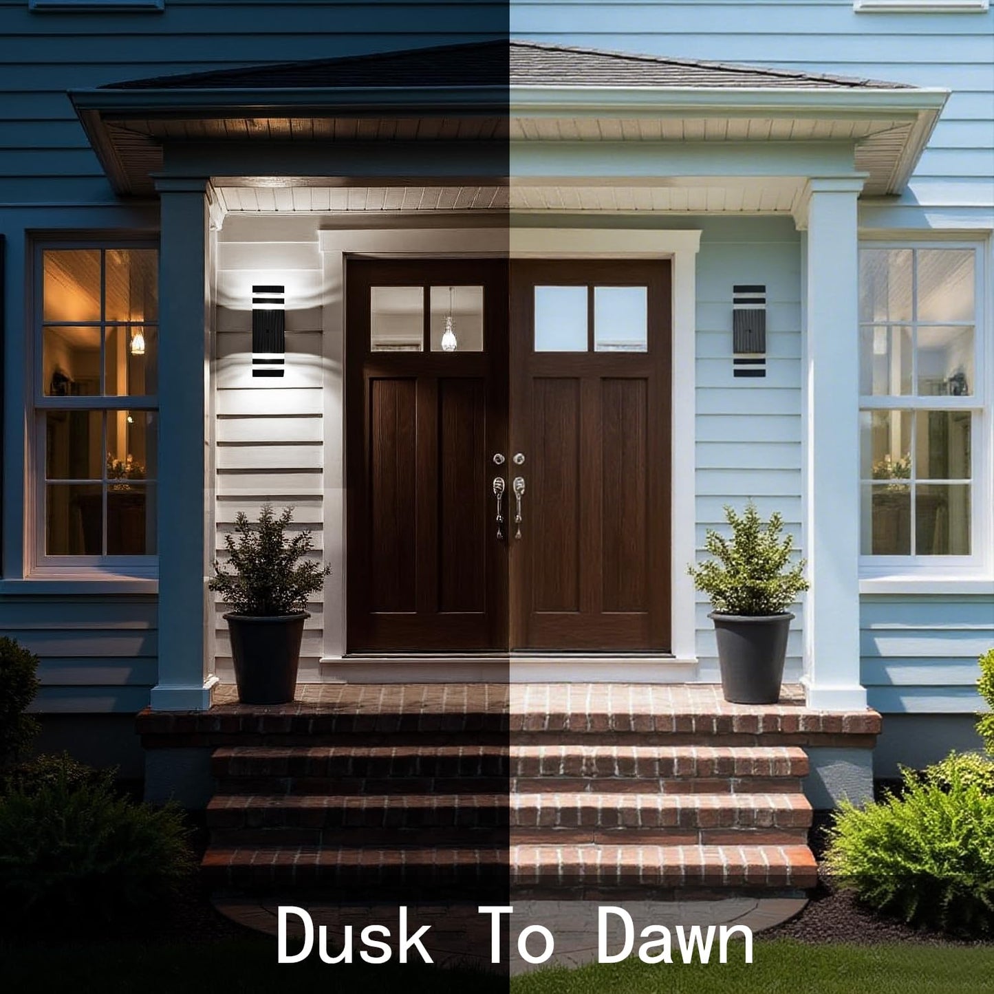 Motion Sensor Outdoor Wall Lights, Dusk to Dawn Up and Down Sconce, Black Aluminum Exterior Light Fixtures with GU10 LED Bulbs, Waterproof Modern