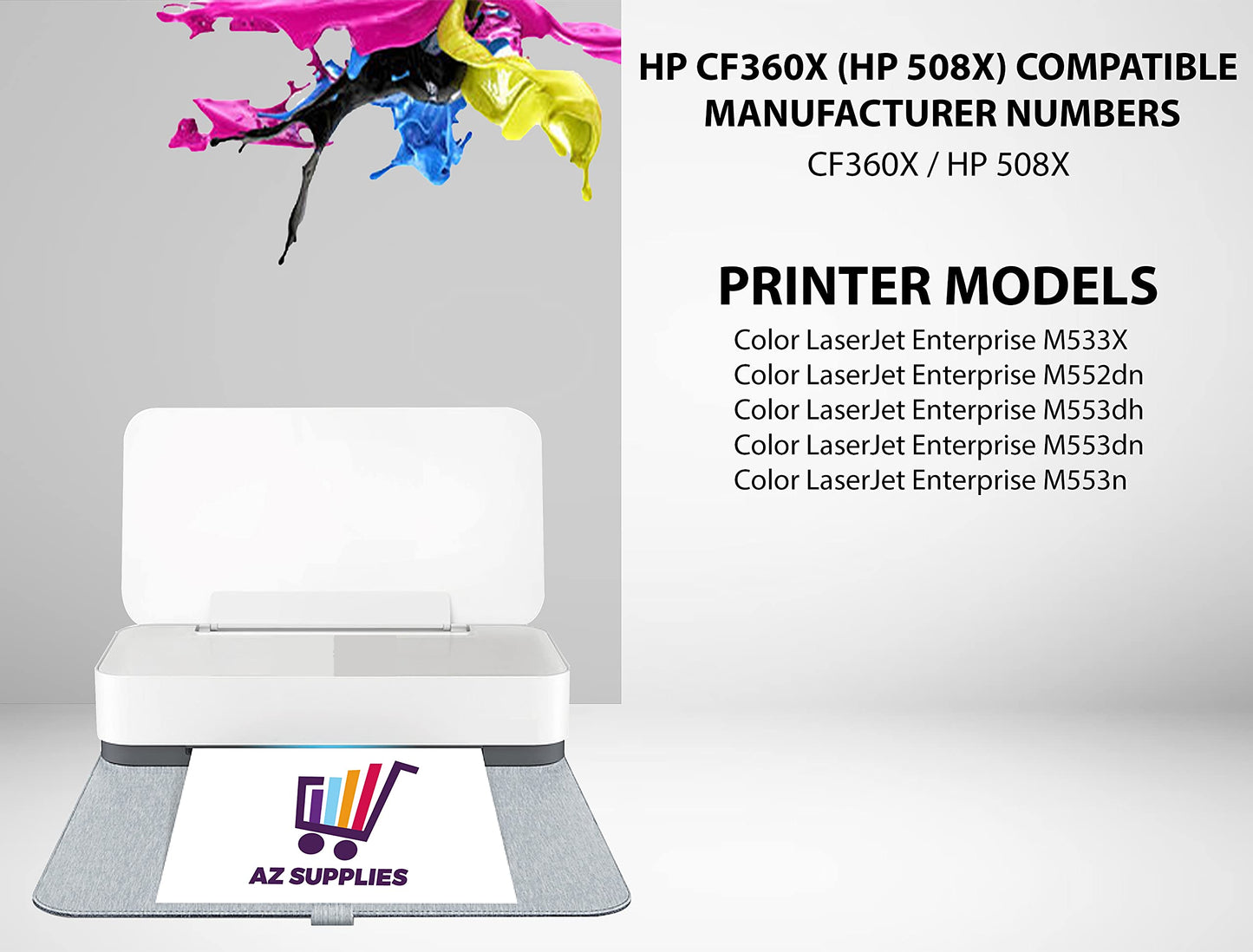 AZ SUPPLIES Compatible Toner Cartridge Replacement for HP CF360X 508X COMPAT Laserjet Enterprise M533X Laserjet Enterprise M553DN Laserjet Enterprise