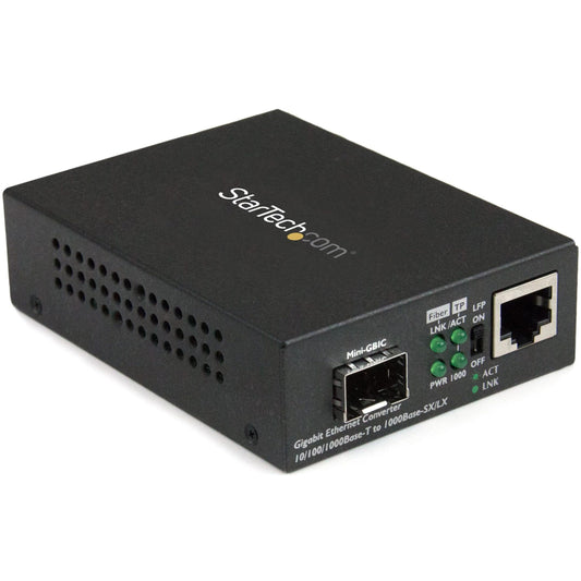 StarTech.com Multimode / Single Mode Fiber Media Converter - Open SFP Slot - 10/100/1000Mbps RJ45 Port - LFP Supported - IEEE 802.1q Tag VLAN - , TAA