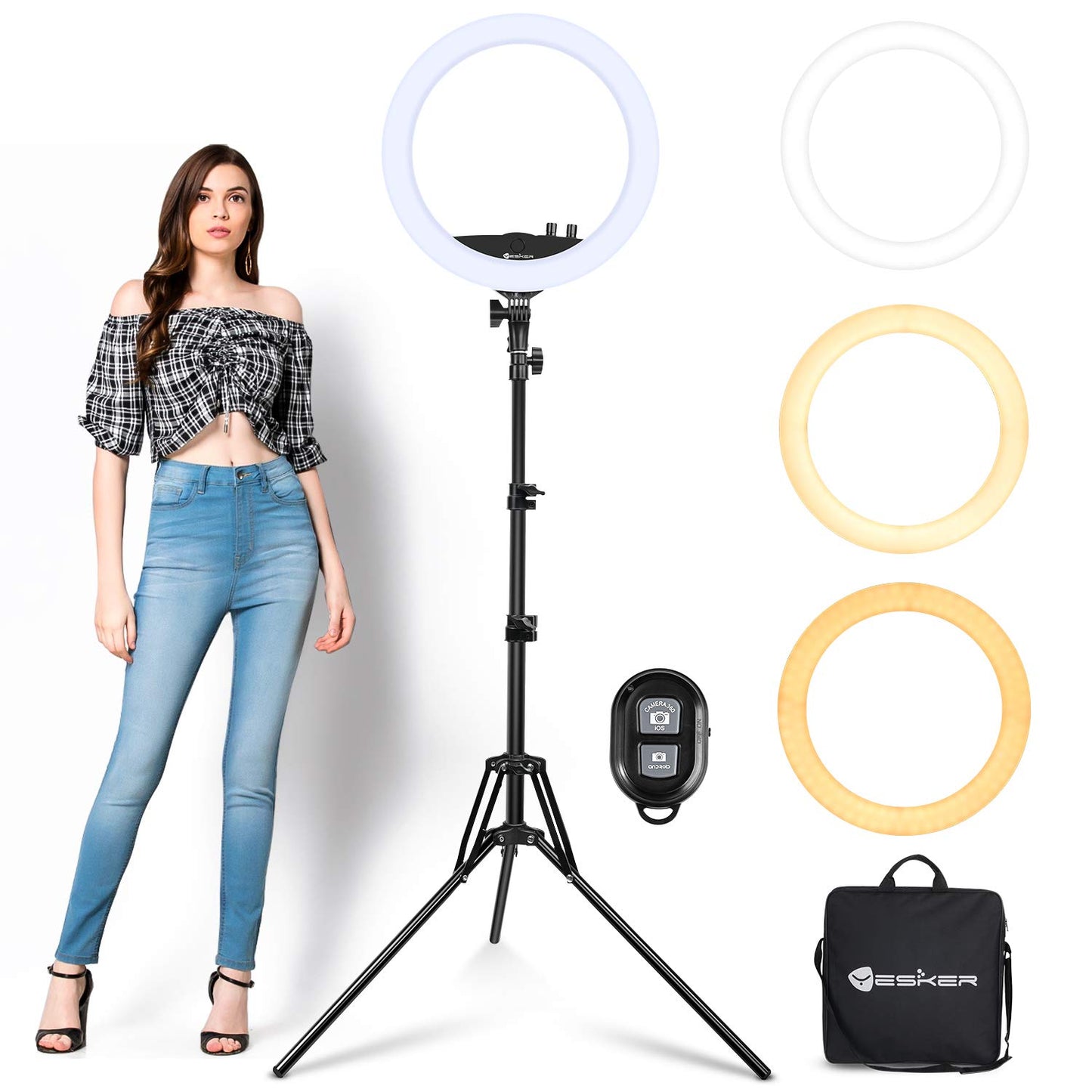 Ring Light with Tripod Stand, Yesker 14 Inch LED Ringlight Kit with Phone Holder Adjustable Color Temperature Circle Lighting, Led Photo Beauty Ring