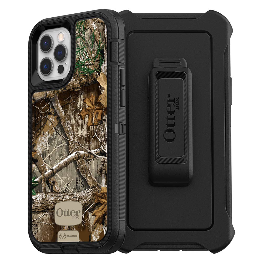 OtterBox iPhone 12 & iPhone 12 Pro Defender Series Series Case - Realtree Edge (Black/Realtree Edge Graphic), Rugged & Durable, with Port Protection