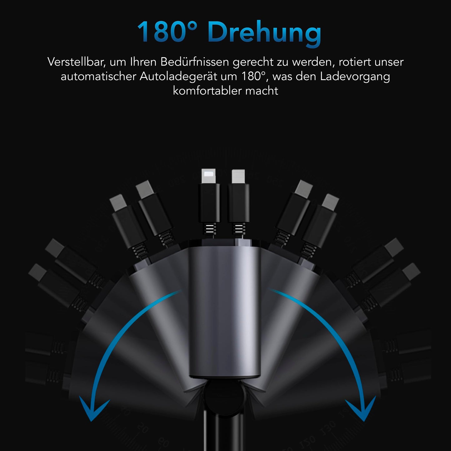 AutoSky 4-in-1 Retractable Fast Charger, for Cars: 100W Car USB-C & iPhone Cable, USB-C/A Ports - Compatible with iPhone, Galaxy, Pixel and More.