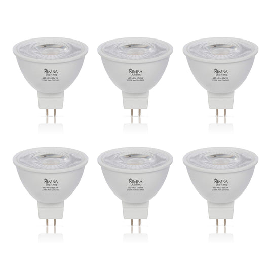 Simba Lighting LED MR16 5W 12V Light Bulb, GU5.3 Bipin Base, 2700K, 6 Pack