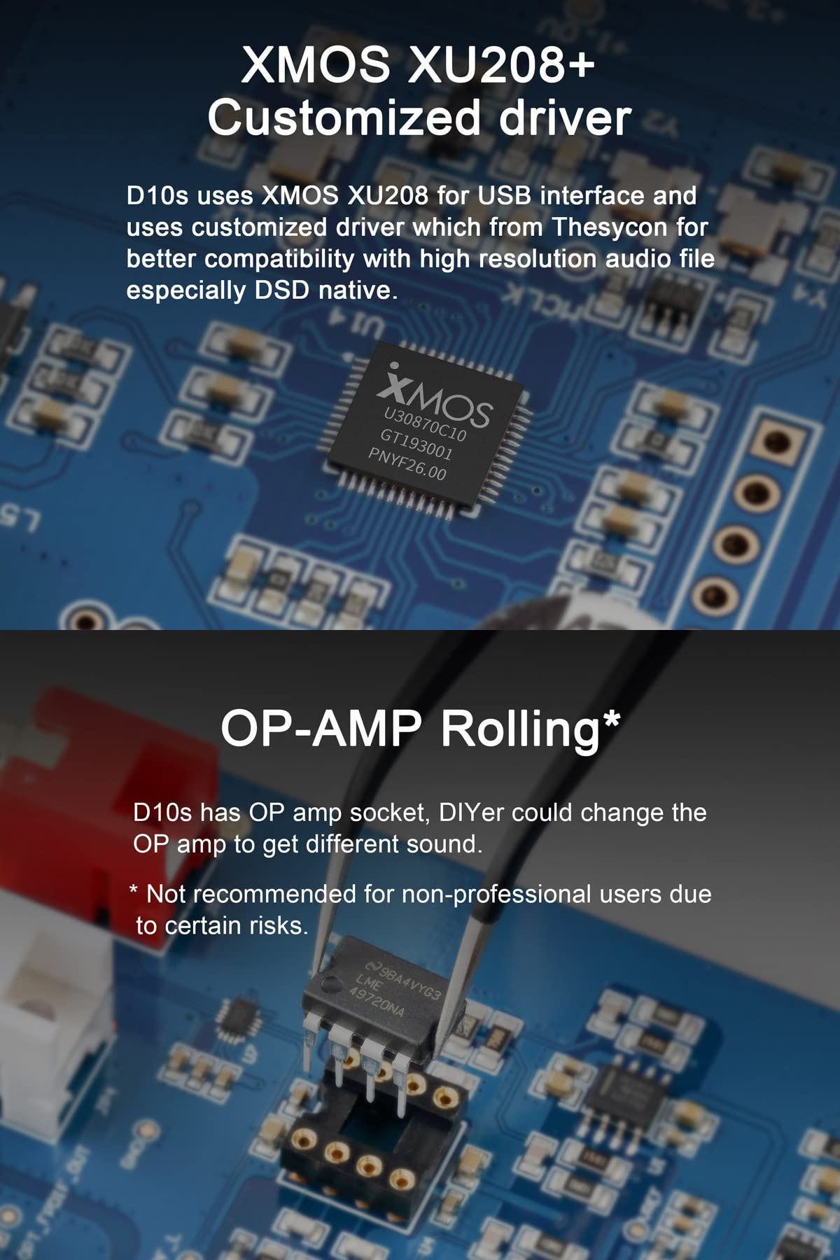 Topping D10s HiFi USB DAC - ES9038Q2M DAC XMOS XU208 PCM384kHz DSD256 Hi-Res Audio Desktop Decoder for PC Silver