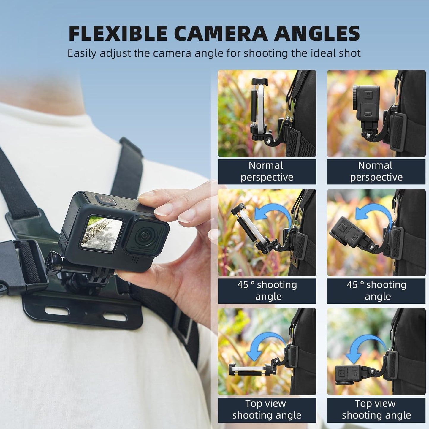 BRDRC POV Phone Chest Mount for iPhone, Head Mount Camera for Recording Vlog Body Harness Strap Holder Clip Kit for Gopro, for DJI Osmo Pocket 3,