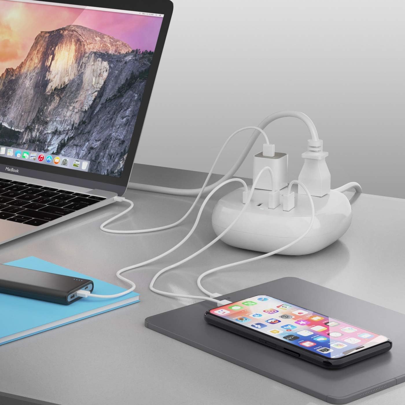 Ceptics USB C Power Strip, Compact Surge Protector with Grounded Dual USB and USB-C Ports, 21W 5-Foot Cord