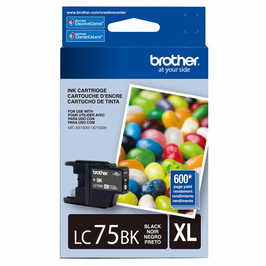 Brother Lc75bks Ink Cartridge - Inkjet - 600 Page - 1 Each