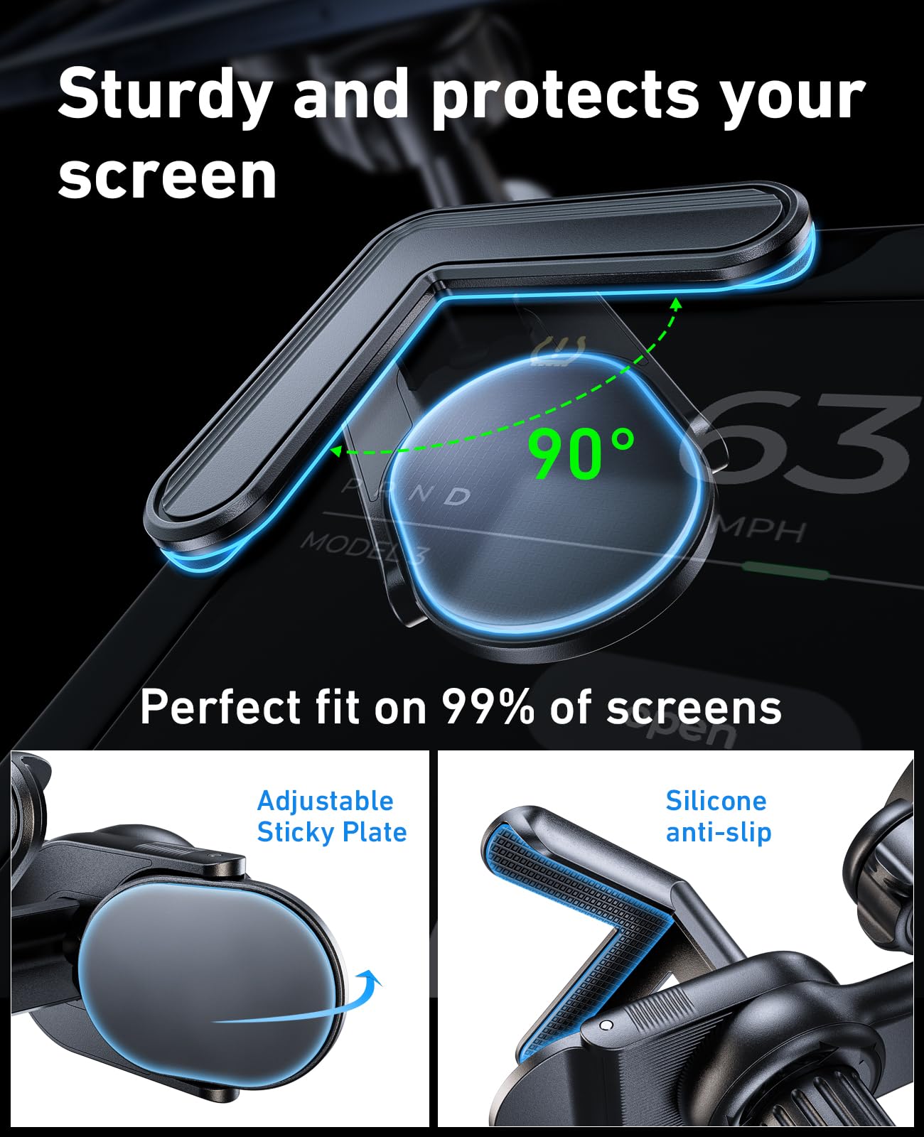 Tesla Phone Mount, [Strong Magnets & Super Stable ] Tesla Phone Holder Model 3/Y Accessories for Tesla Screen, for Magsafe Car Mount Can Be Adjusted
