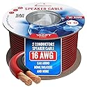 Cables Direct Online Speaker Cable 100FT 16AWG 2 Conductors (16/2) CL3 Rated CCA (Copper Clad Aluminum) Black and Red Jacket Compatible with Low