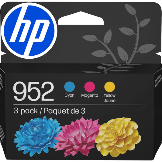 HP 952 Cyan, Magenta, Yellow Ink Cartridges (3-Pack) | Works with OfficeJet 8702, Pro 7720, 7740, 8210, 8710, 8720, 8730, 8740 Series | N9K27AN
