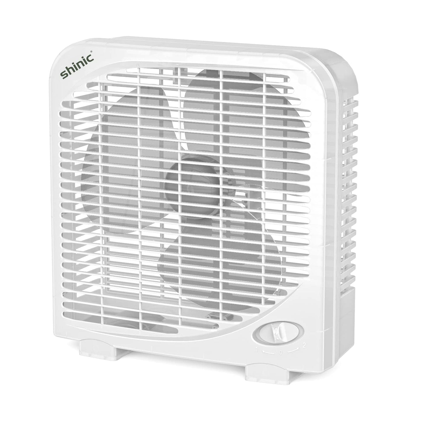 shinic 10" Tabletop Box Fan for Bedroom, 2 Speeds, Quiet Table Fan with Strong Airflow, Energy Efficient Small Box Fan, Portable Kitchen Exhaust Fan