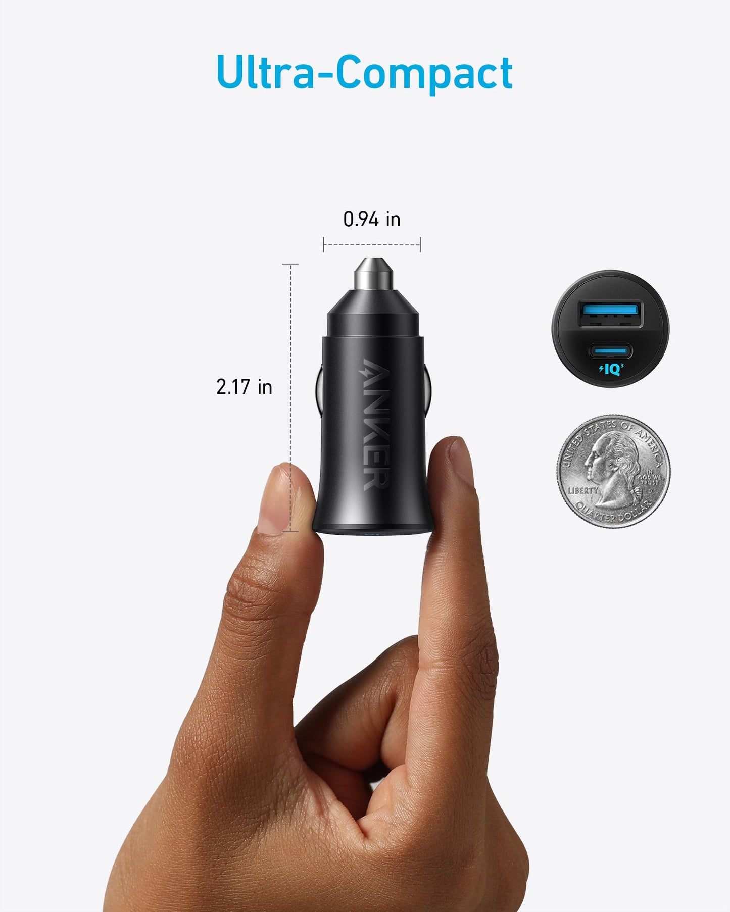 Anker USB-C Car Charger, 30W 2-Port Type-C Car Adapter, iPhone Car Charger with Power IQ 3.0, for iPhone 17/16/15/14/13 Series, Samsung Galaxy