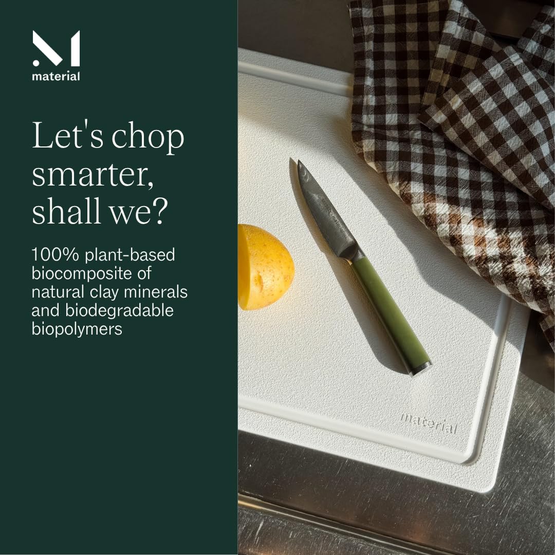 The MK Free Board - Large Plant-Based, Eco-Friendly Cutting Board, Dishwasher-Safe with Juice Groove and Free of Permanent Microplastics (Cloud)