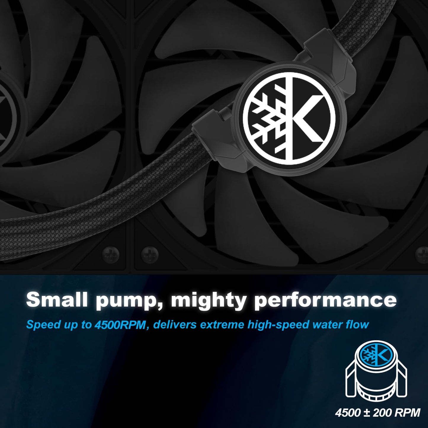 KINGCOOL Pure Flow 360mm AIO CPU Liquid Cooler, Enhanced 4500RPM Pump, Transparent Water Block, 3x120mm ARGB PWM Fans, Aluminum Radiator, Compatible