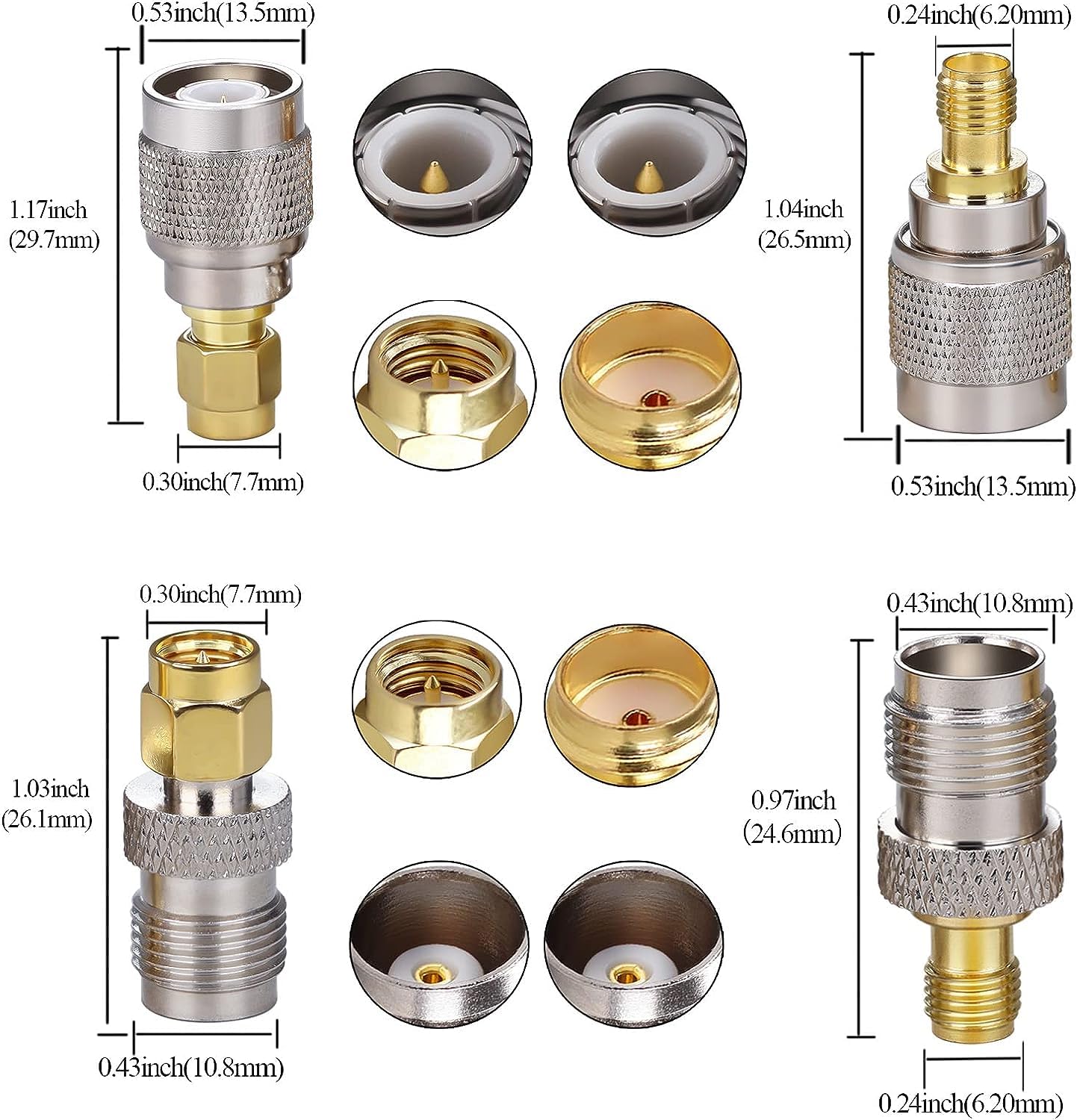 TUOLNK 4PCS SMA to TNC Coax Adapter,Coaxial Connector Kit SMA Male/Female to TNC Male/Female Cable Gender Changers for Radio, LTE Antenna Router