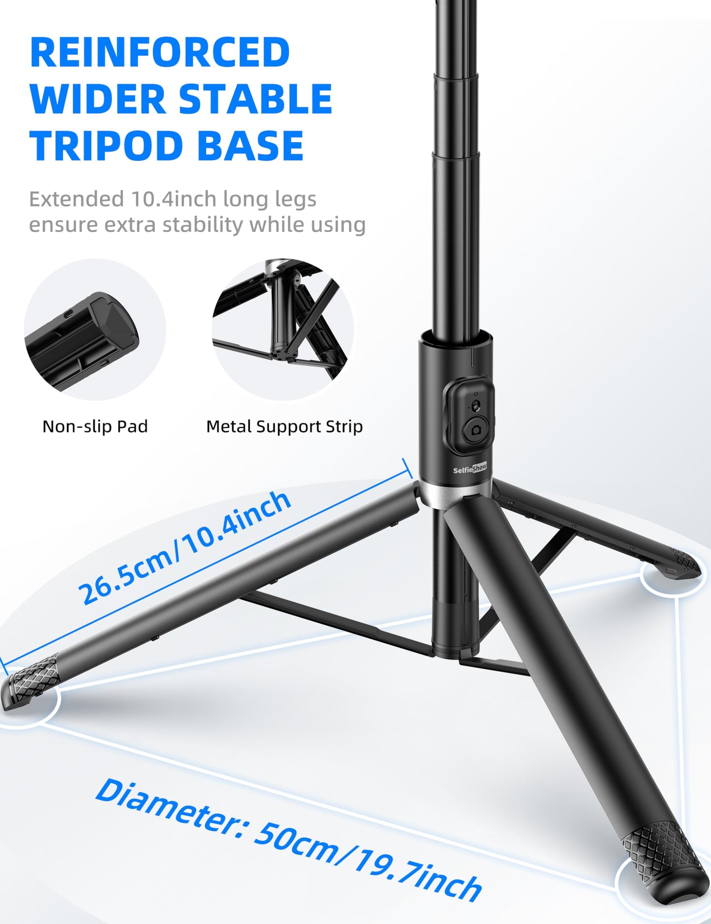 72" Cell Phone Selfie Stick Tripod, Aluminum Selfie Stick All-in-1 with Integrated Remote, Extendable Travel Smartphone Tripod Stand Compatible