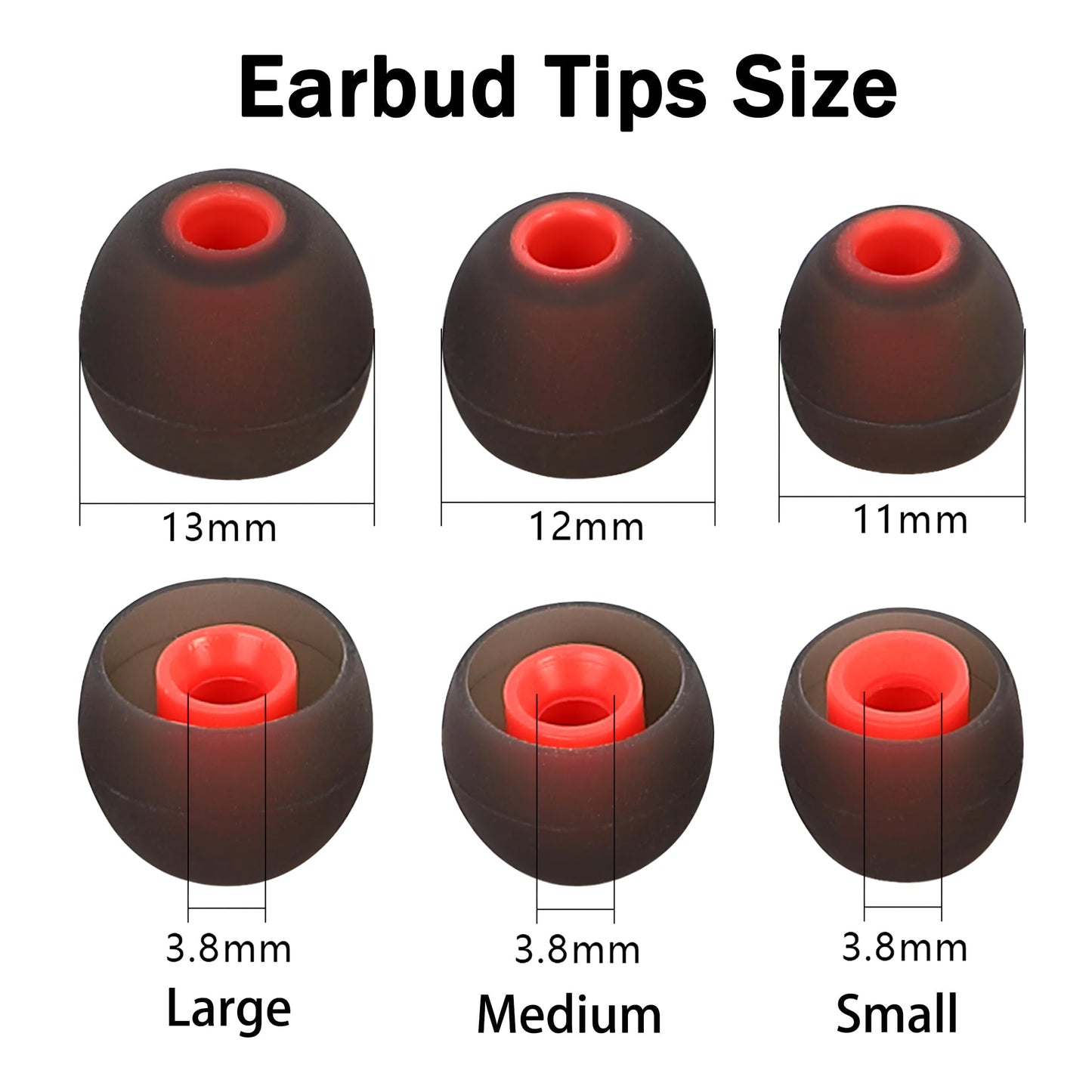 MQIMY Earbud Replacement Tips Silicone Earbud Tips Eartips Fit Most in-Ear Earbuds(Inner Hole 3.8mm -5.1mm) Headphone Rubber Tips Earbud Covers 9
