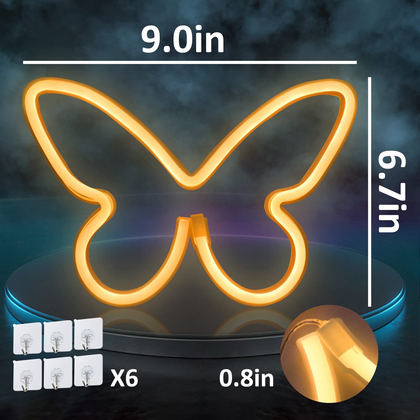 BRIGHTDECK 3 Pcs Butterfly Neon Signs, Neon Light for Bedroom, USB or 3-AA Battery Powered LED Wall Décor for Valentines Day Birthday Gift, Wedding