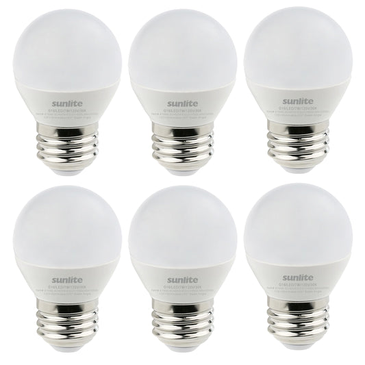 Sunlite G16 LED Dimmable Decorative Globe Vanity Light Bulbs, Frosted, 7W (60W Equiv.), 500 Lumens, Medium E26 Base, Mirror Lights for Bedroom