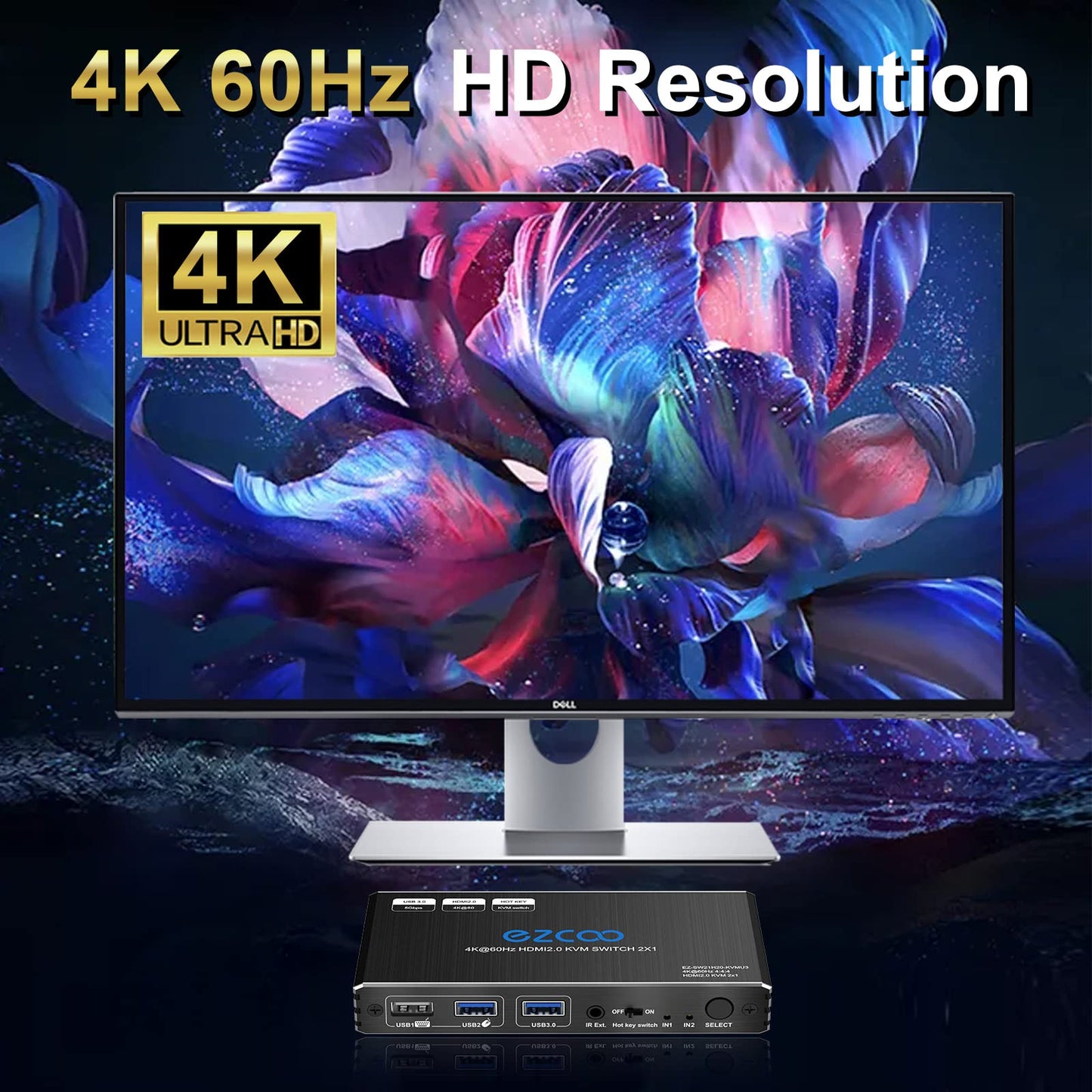 USB 3.0 KVM Switch HDMI 2 Computer 1 Monitor HotKey 4K60 4:4:4 HDR Atmos - 2 PCs Share Keyboard Mouse Printer Scanner Mac Windows,HDCP Pass,USB