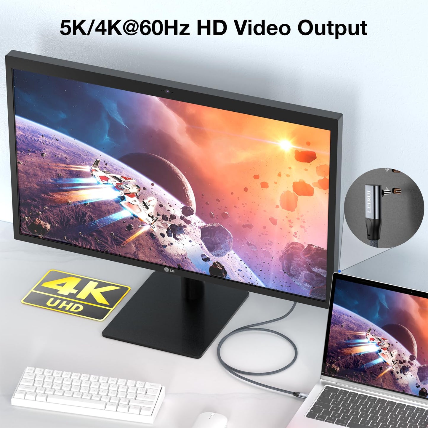 USB C to USB C Cable Right Angle 20Gbps Data Transfer 4K@144Hz/60Hz Video Cable 100W Fast Charging High Speed 90 Degree USB C 3.2 Gen2x2 Compatible