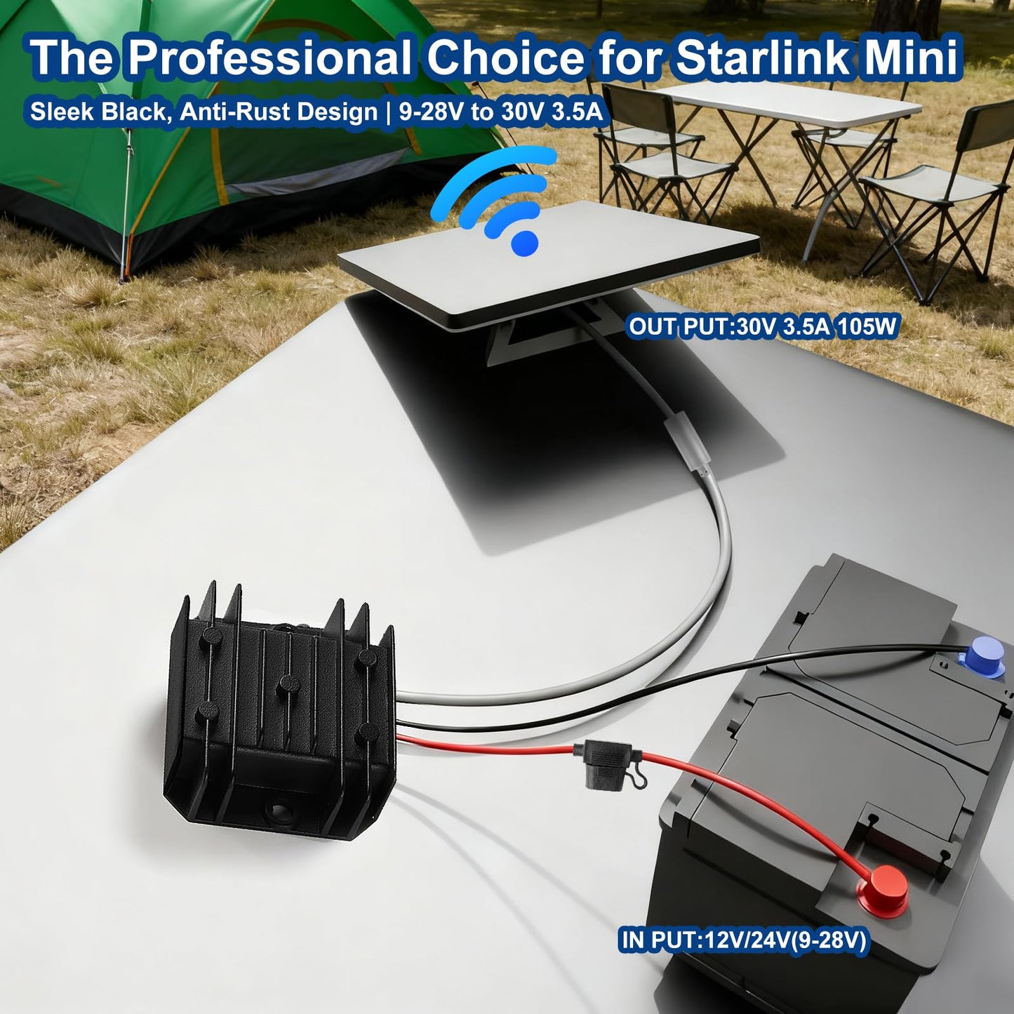Starlink Mini 12V Adapter, Starlink-Mini Power Supply, 9-28V Step Up to 30V 3.5A Starlink Mini 12V Power Supply with DC Female Power Cord, in Truck…