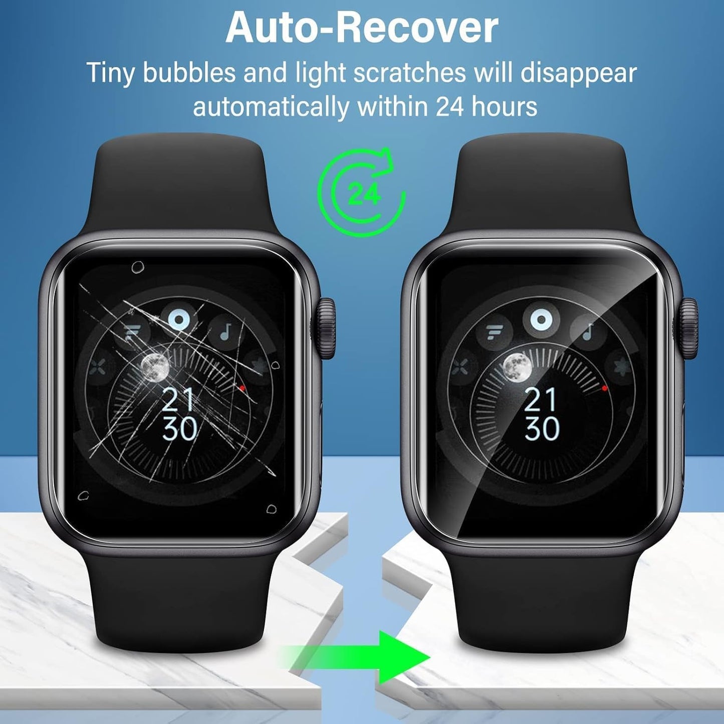 Uyiton Bubble-Free Screen Protector for Apple Watch Series 9/8/7 45mm, TPU Film, 2 Pack