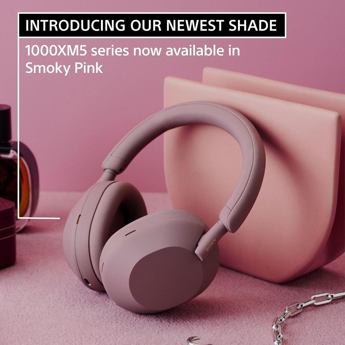 Sony - WH1000XM5 Wireless Noise-Canceling Over-the-Ear Headphones - Smoky Pink