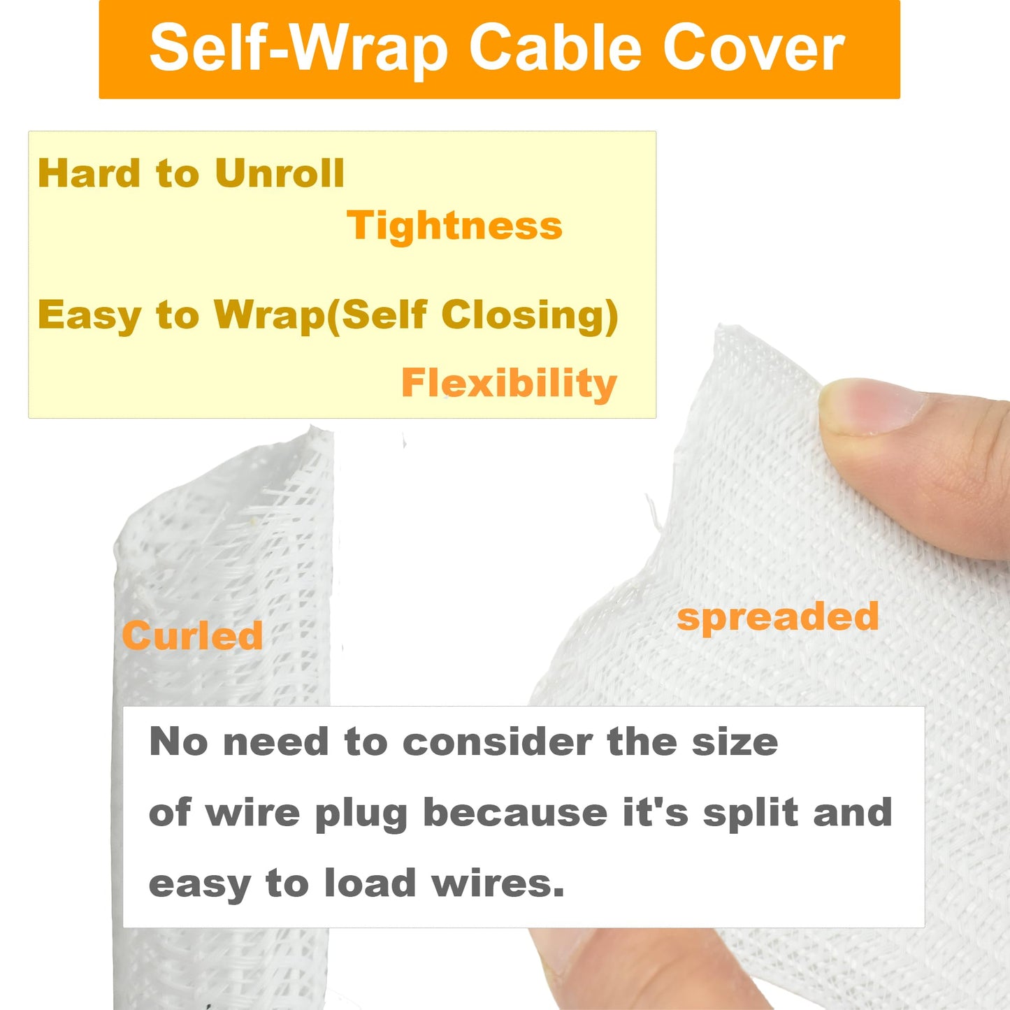 MyyYiTar 12ft Cable Management Sleeve(1/4" Dia.),Self-Wrapping Cord Cover,Braided Mesh Split Loom Tubing Hider for Desk/Wall/Floor Electronics