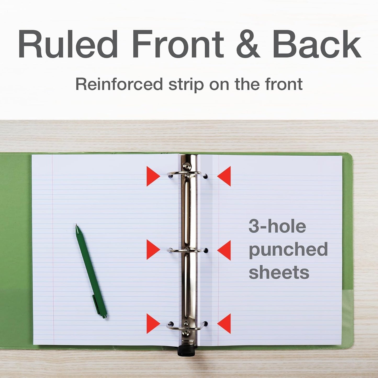 Oxford Reinforced Filler Paper, 8 x 10.5 Inch, Wide Rule, 3 Hole Punched, Lined Loose Leaf Paper for Ring Binders, 500 Sheets, White (1002098)
