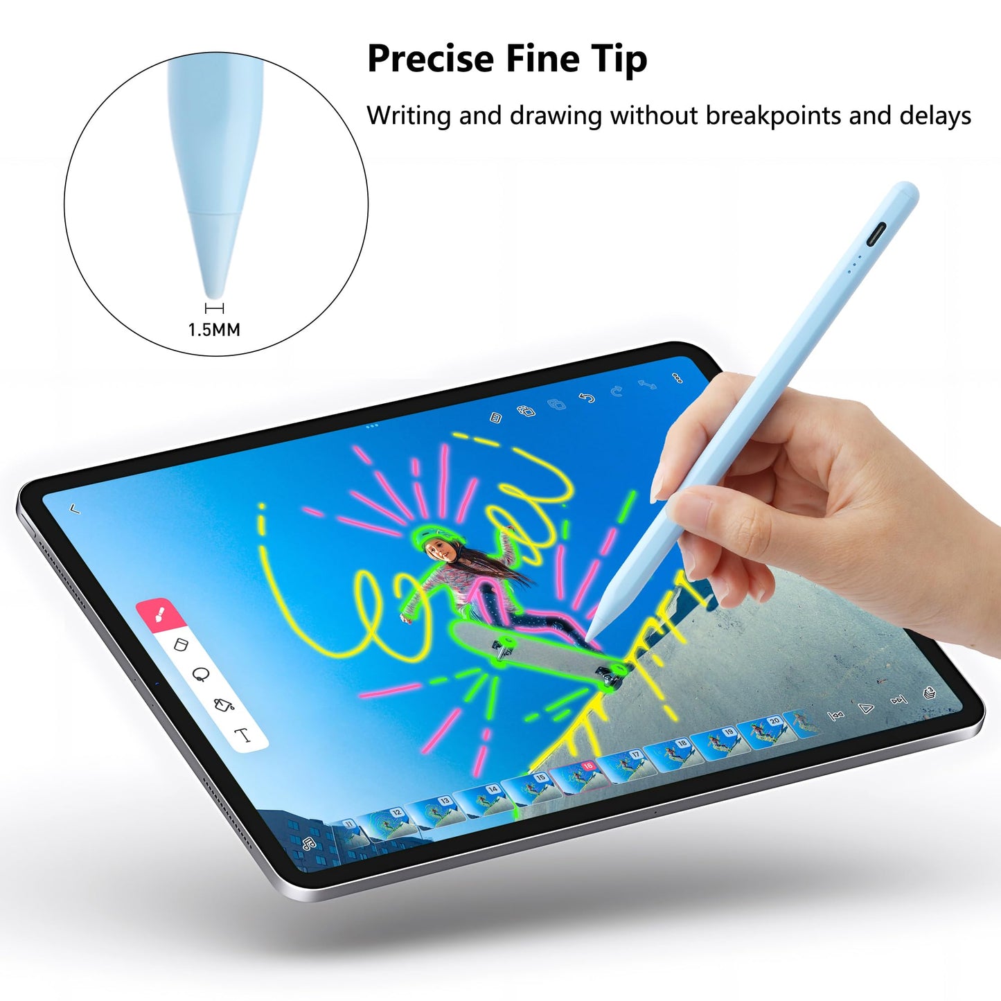 Pencil for Apple, Stylus Pen for iPad A16 11th/10th/9/8/7/6 Generation, iPad Pro M4 13"/11"/12.9", iPad Air M3/M2/5/4/3 Gen, iPad mini A17 Pro 7/6/5