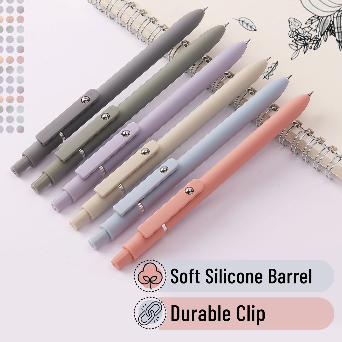 Mr. Pen- Retractable Fine Point Gel Pens, 6 Pack, Morandi Barrels