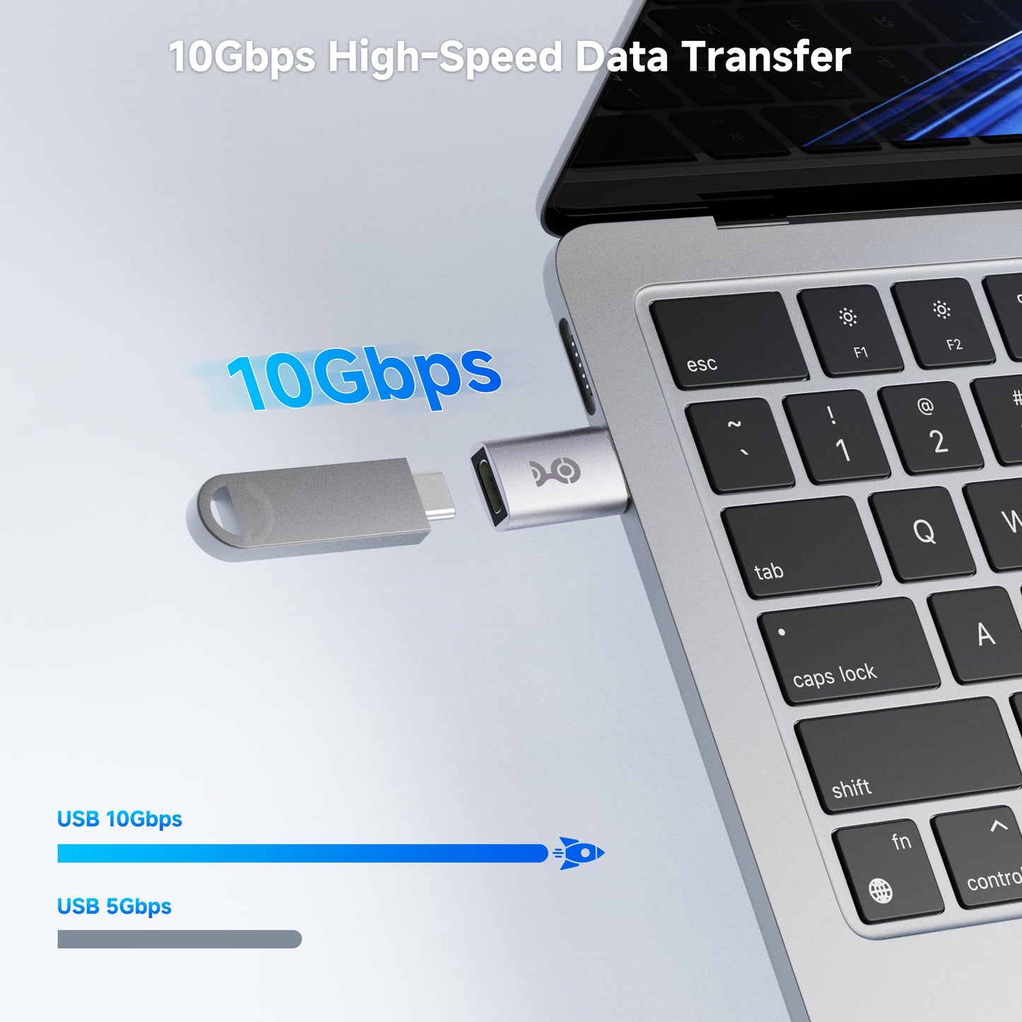 Cable Matters 2-Pack 10Gbps USB to USB C Adapter for Fast Charging & High-Speed Data Transfer, Reversible USBC Port, USBA Male to USBC Female Adapter…