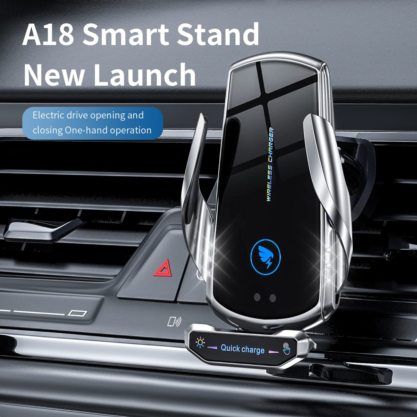 Wireless Car Charger Mount Automotive Electric Induction 15W Fast Charging Auto Clamping Car Phone Holder Mount Wireless Charging Mount Air Vent Phone