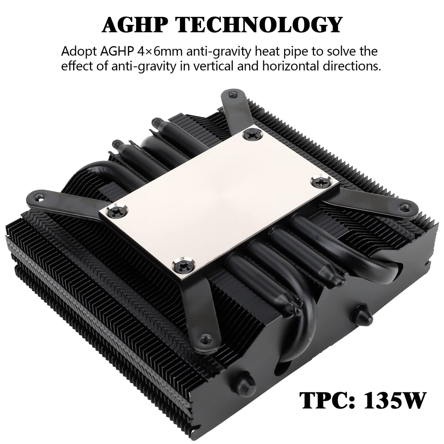 Thermalright AXP90 X47 Black Low Profile CPU Cooler, with 92mm TL-9015B Slim PWM Fan, ITX CPU Cooler, AGHP Technology, 47mm Height,for AMD AM4