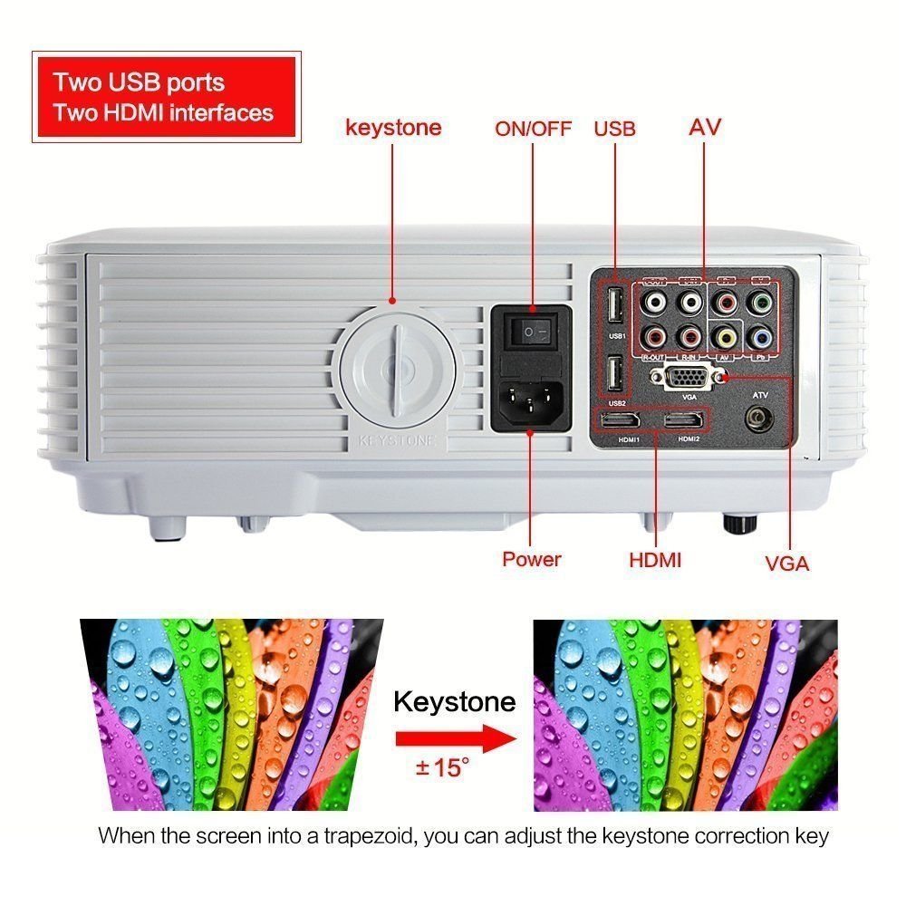 FAVI H4W LED LCD (HD 720p) Video Projector Kit, Includes 1 Item - Projector only - International Version - White