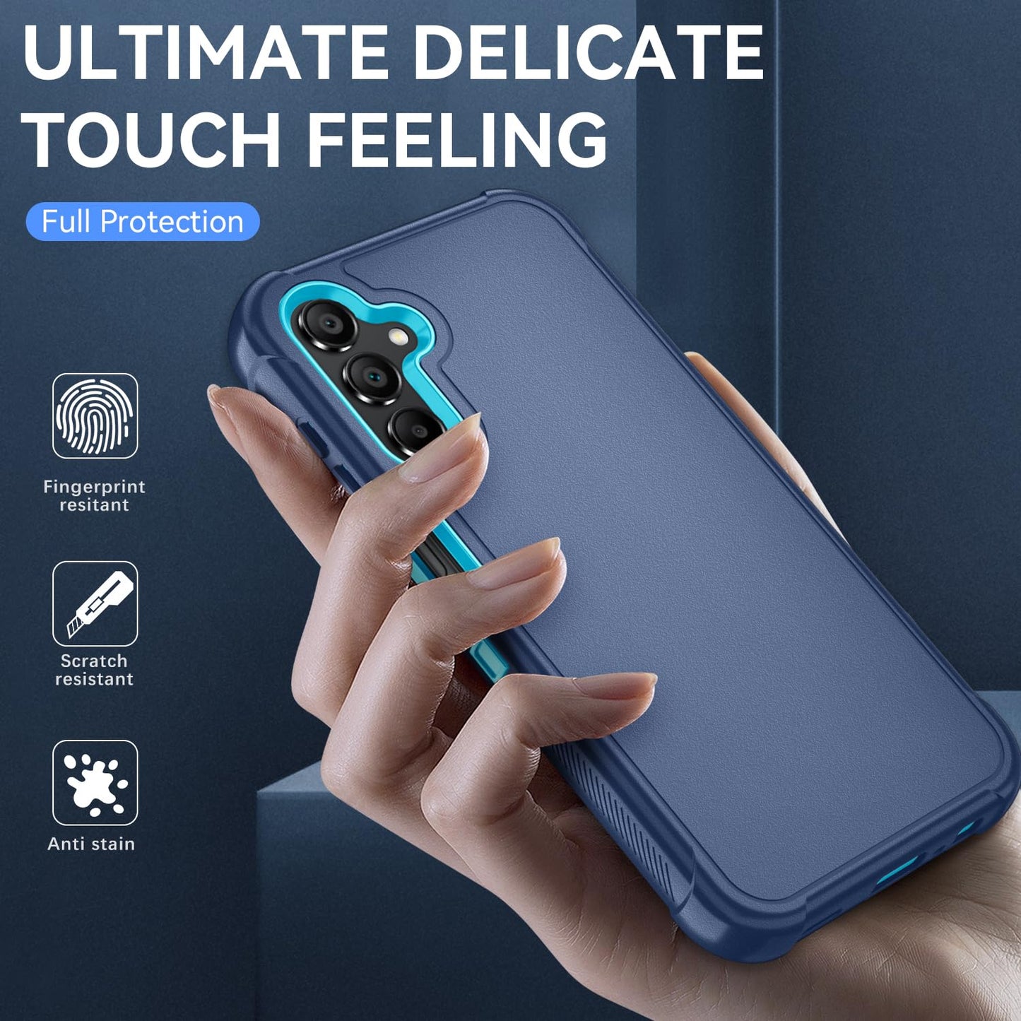 Case for Samsung Galaxy A14 5G Phone Case Glacier Blue | HD Screen Protector, Heavy Duty, 3 Layer, Hybrid, Shock Proof, Protective, Rugged Bumper, PC