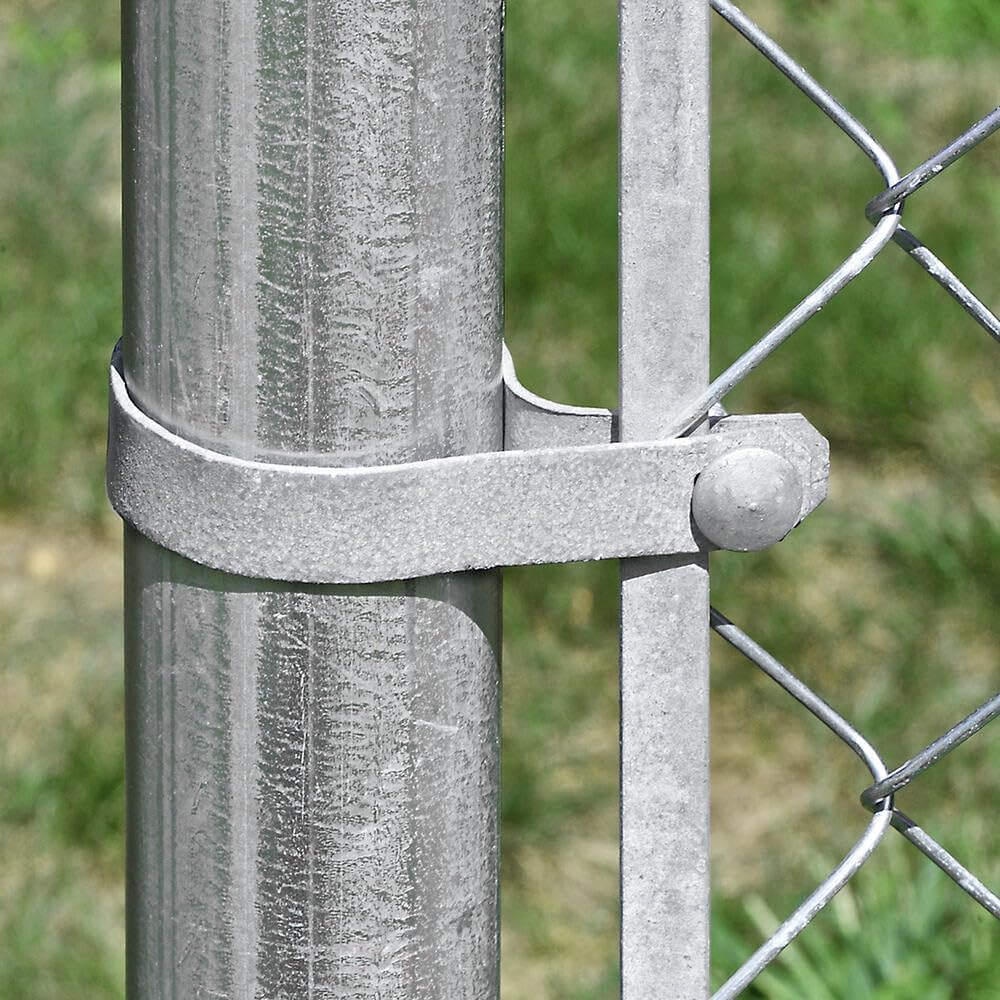 Galvanized Steel Chain Link Tension Band, Durable Steel Chain Link Fence Hardware, Rust-Resistant, Easy Install, Includes Required Bolt (3, 1-3/8")
