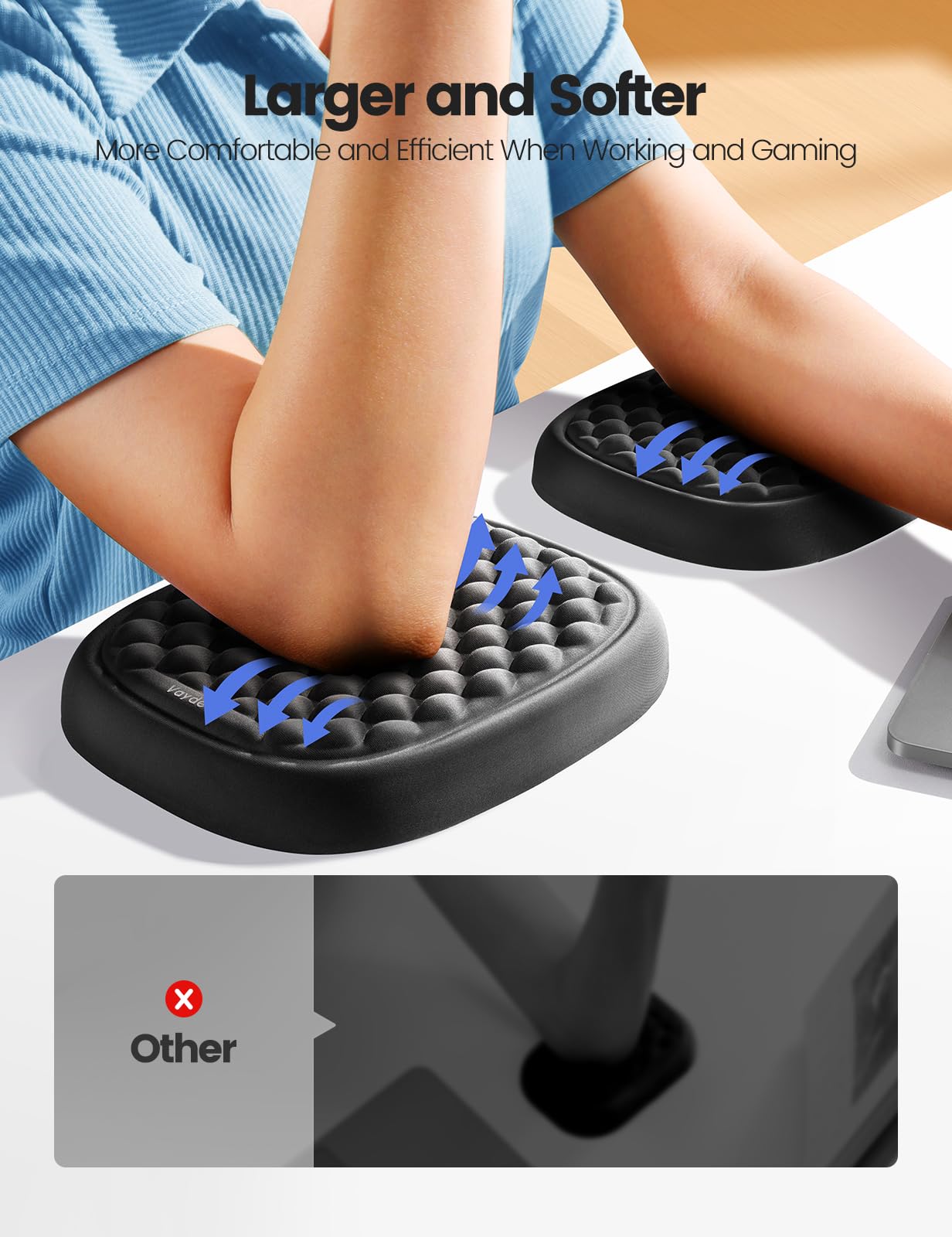 Vaydeer 1pc Elbow Rest Pad, Desk Wrist Rest Armrest, Soft Memory Foam Ergonomic Support, Mouse Cushion Pillow, Wrist Pain Relief for Computer Laptop
