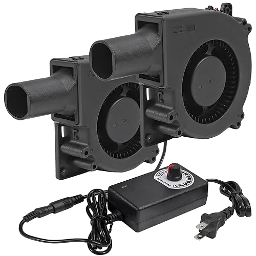 2Set 120mm BBQ Fan 12V Blower Brushless with 110V/120V Variable Speed Controller Fan 4.72in Air Mover Cooling for Camping Quick Charcoal