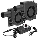 2Set 120mm BBQ Fan 12V Blower Brushless with 110V/120V Variable Speed Controller Fan 4.72in Air Mover Cooling for Camping Quick Charcoal