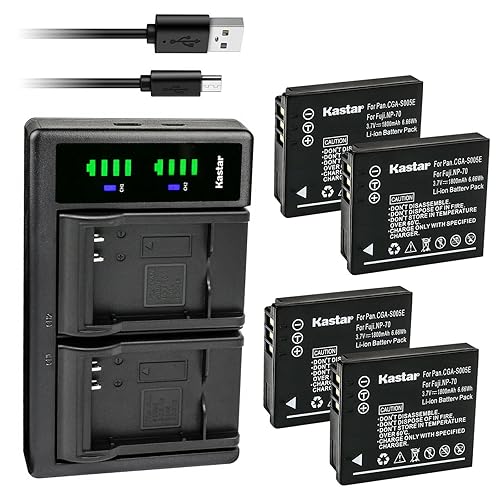 Kastar 4-Pack D-Li106 Battery and LTD2 USB Charger Replacement for Pentax D-Li106 Battery, Pentax MX-1, X90 Digital Camera