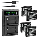 Kastar 4-Pack D-Li106 Battery and LTD2 USB Charger Replacement for Pentax D-Li106 Battery, Pentax MX-1, X90 Digital Camera