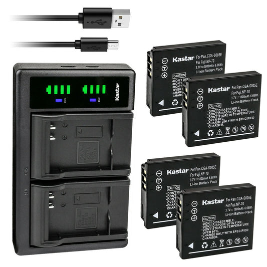 Kastar 4-Pack D-Li106 Battery and LTD2 USB Charger Replacement for Pentax D-Li106 Battery, Pentax MX-1, X90 Digital Camera
