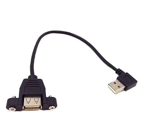 Wpeng USB Extension Cable, Qaoquda 1ft 90 Degree Right Angle USB 2.0 Type A Male to Type A Female Panel-Mount with Screws Cable(USB M/F)