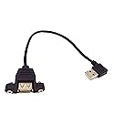 Wpeng USB Extension Cable, Qaoquda 1ft 90 Degree Right Angle USB 2.0 Type A Male to Type A Female Panel-Mount with Screws Cable(USB M/F)