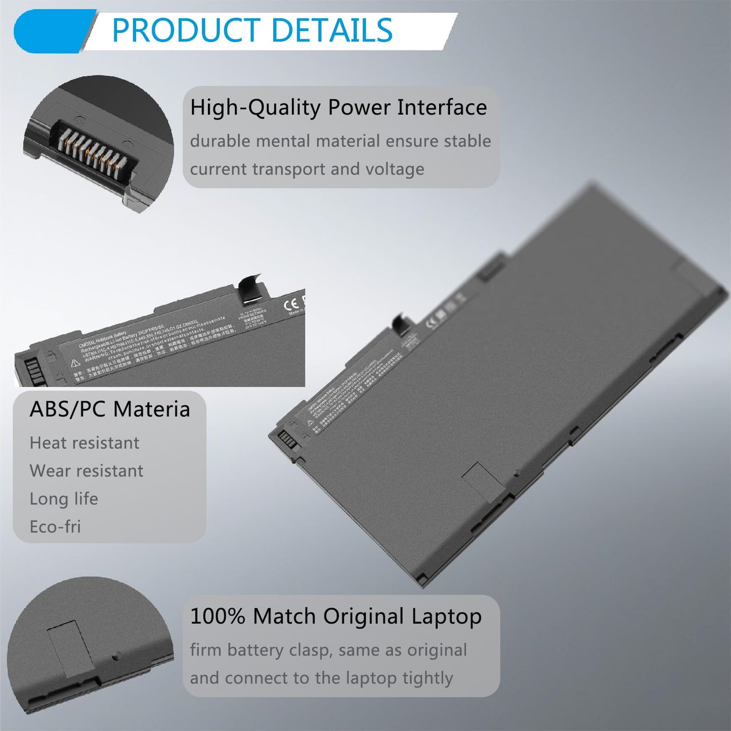 HJTPOWER CM03XL CMO3XL Laptop Battery Replacement Fit for HP EliteBook 840 845 850 855 740 745 750 755 G1 G2 Series CO06XL Battery Spare 716724-421