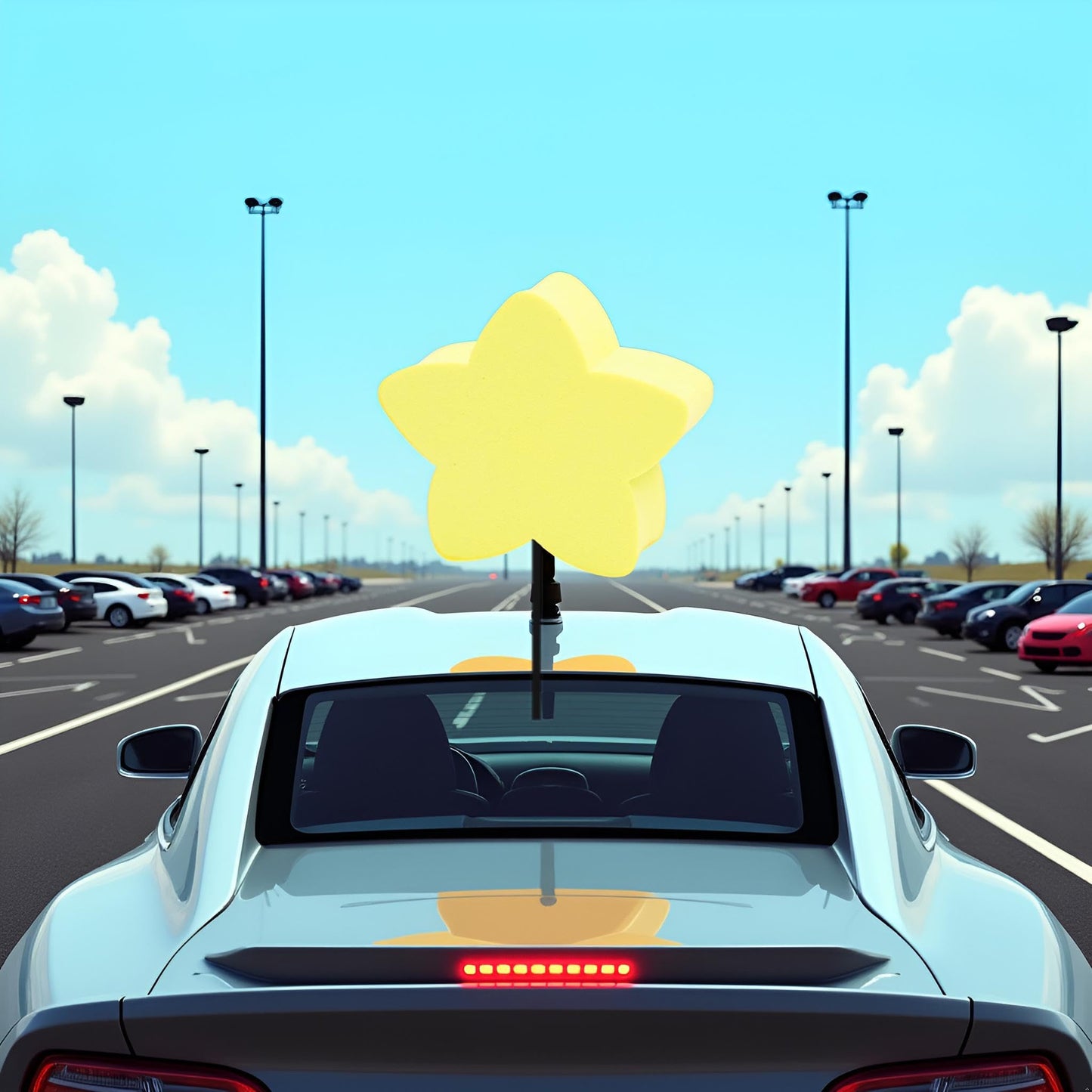 Yellow Star Car Antenna Topper - Easy to Find Car in The Parking Lot - Antenna Ball Toppers Exterior Accessories, Exterior Accessories (Without
